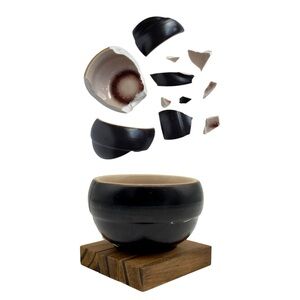 Kintsugi Cup Matte Brown Gold Crack Art Personal Growth Gift